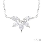 1/3 Ctw Semi-Circle Chevron Marquise Cut Diamond Fashion Necklace in 14K White Gold